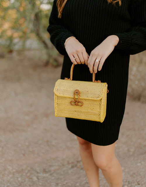 Load image into Gallery viewer, ALICE RATTAN HANDBAG IN YELLOW by POPPY + SAGE
