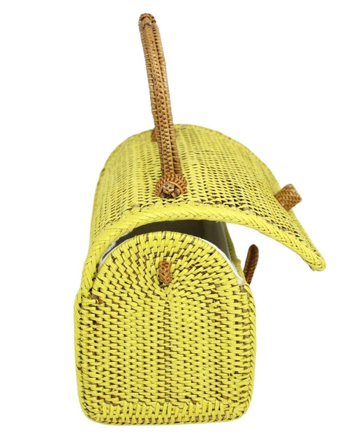 Load image into Gallery viewer, ALICE RATTAN HANDBAG IN YELLOW by POPPY + SAGE
