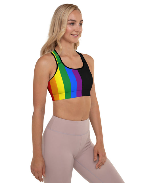 Load image into Gallery viewer, Don't Tread on Anyone LGBT Padded Sports Bra by Proud Libertarian
