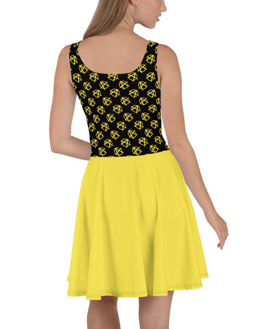 Load image into Gallery viewer, Ancap Anarchy Skater Dress (yellow) by Proud Libertarian
