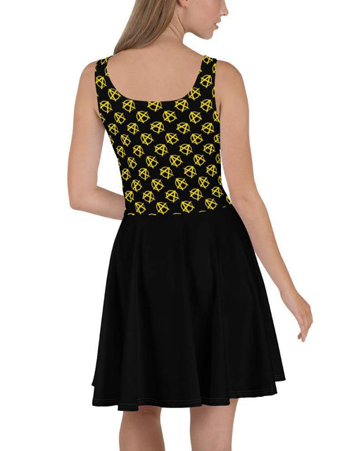 Load image into Gallery viewer, Ancap Anarchy Skater Dress (Black) by Proud Libertarian
