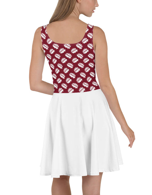 Load image into Gallery viewer, Maroon Porcupine Skater Dress (White) by Proud Libertarian
