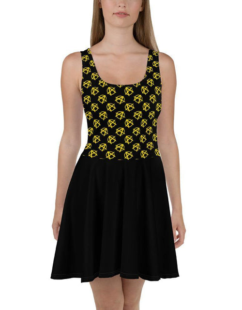 Load image into Gallery viewer, Ancap Anarchy Skater Dress (Black) by Proud Libertarian
