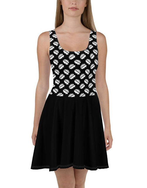 Load image into Gallery viewer, Black Porcupine Skater Dress by Proud Libertarian
