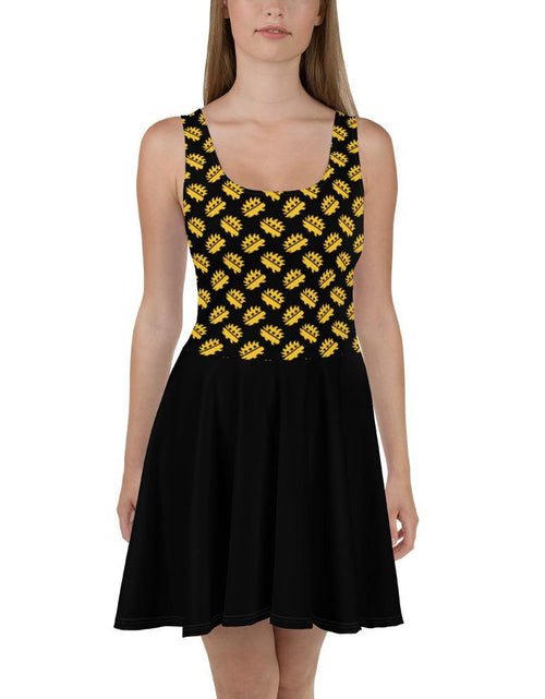 Load image into Gallery viewer, Ancap Porcupine Skater Dress (Black) by Proud Libertarian
