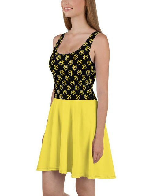 Load image into Gallery viewer, Ancap Anarchy Skater Dress (yellow) by Proud Libertarian
