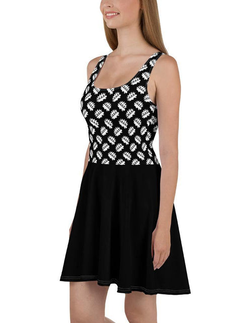 Load image into Gallery viewer, Black Porcupine Skater Dress by Proud Libertarian
