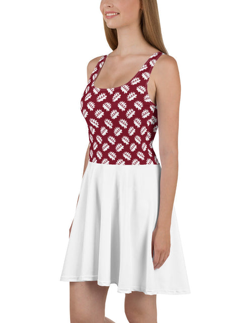 Load image into Gallery viewer, Maroon Porcupine Skater Dress (White) by Proud Libertarian
