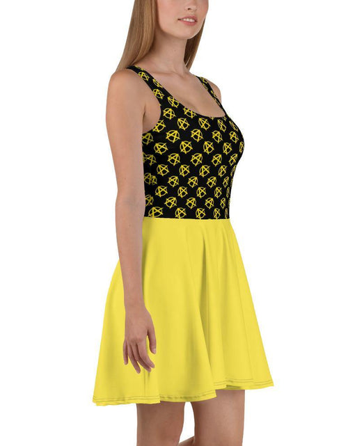Load image into Gallery viewer, Ancap Anarchy Skater Dress (yellow) by Proud Libertarian
