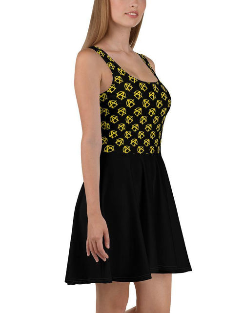 Load image into Gallery viewer, Ancap Anarchy Skater Dress (Black) by Proud Libertarian
