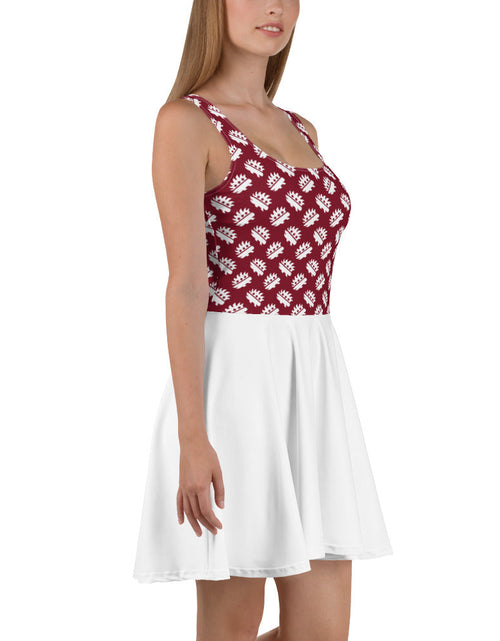 Load image into Gallery viewer, Maroon Porcupine Skater Dress (White) by Proud Libertarian
