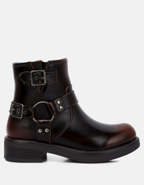 Load image into Gallery viewer, allux brushed faux leather pin buckle boots by London Rag
