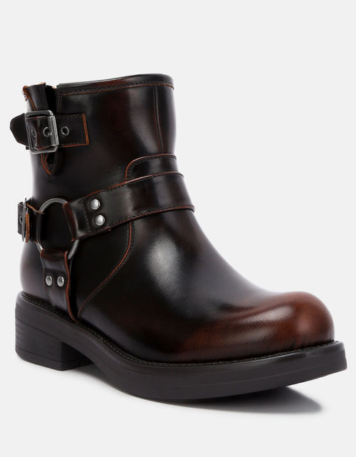 Load image into Gallery viewer, allux brushed faux leather pin buckle boots by London Rag
