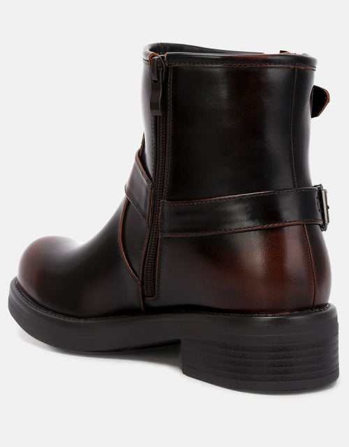 Load image into Gallery viewer, allux brushed faux leather pin buckle boots by London Rag
