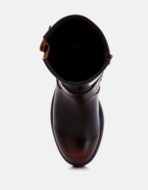 Load image into Gallery viewer, allux brushed faux leather pin buckle boots by London Rag
