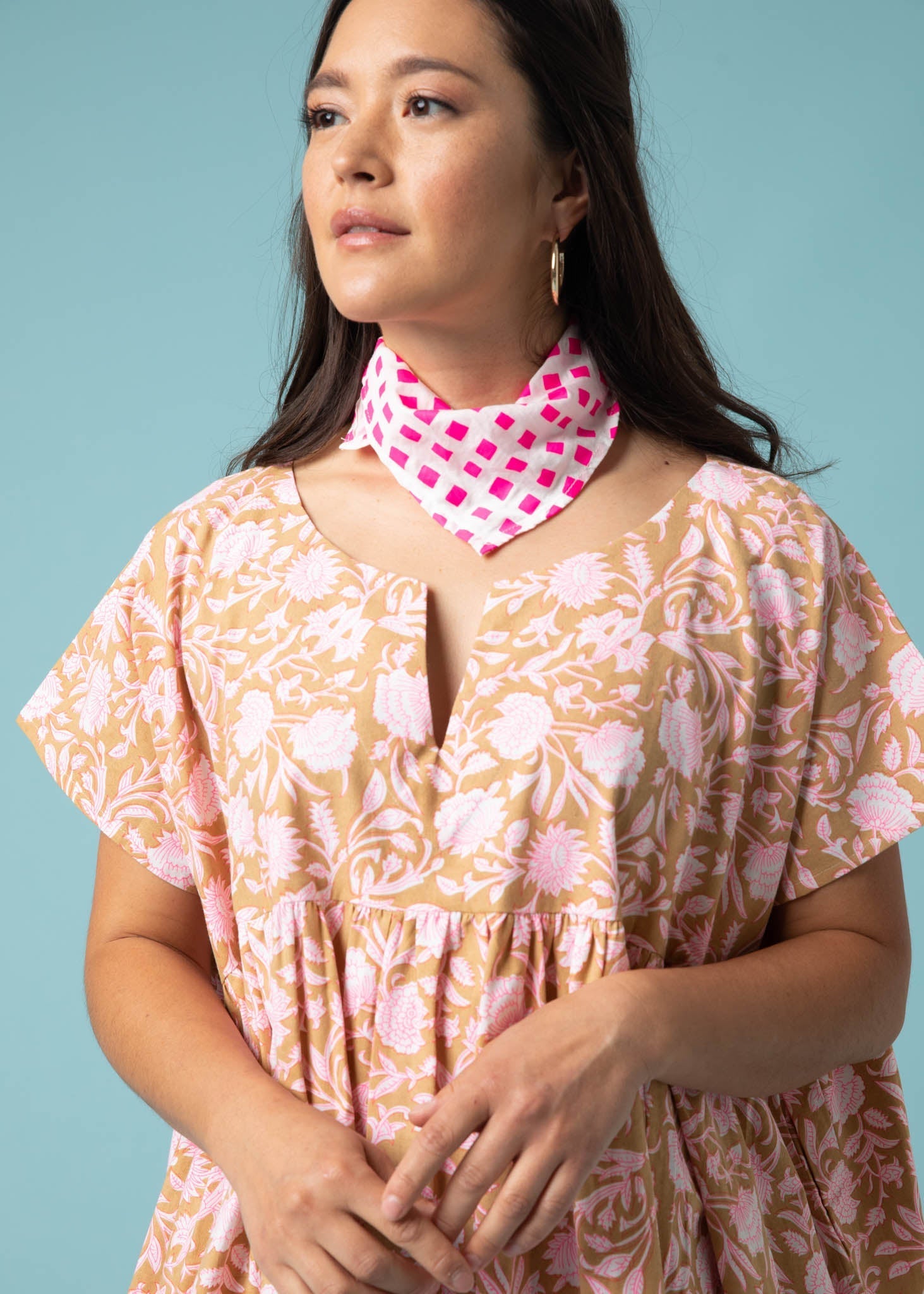 Meadow Dress - Floral Escape in Baked Clay & Neon Pink by And For Good