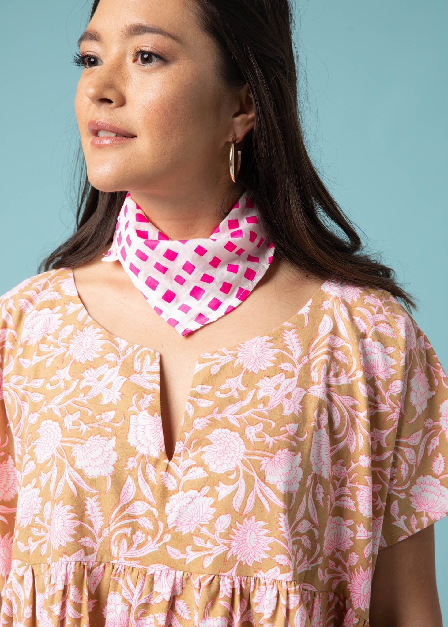 Meadow Dress - Floral Escape in Baked Clay & Neon Pink by And For Good