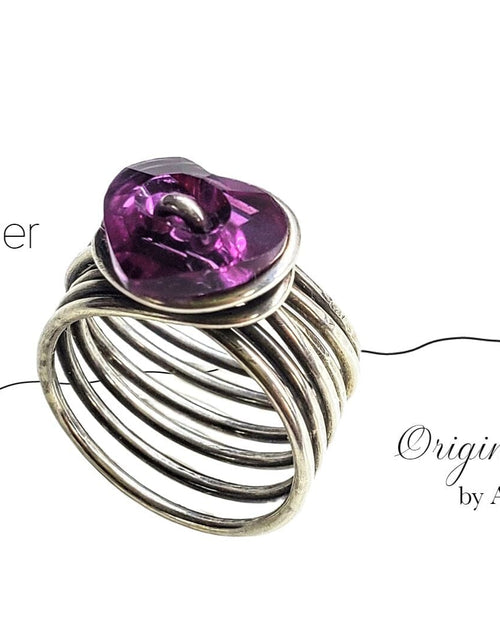 Load image into Gallery viewer, Wire Wrapped Pink Crystal Heart Glam Ring by Alexa by Alexa Martha Designs
