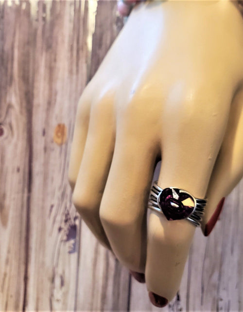 Load image into Gallery viewer, Wire Wrapped Pink Crystal Heart Glam Ring by Alexa by Alexa Martha Designs
