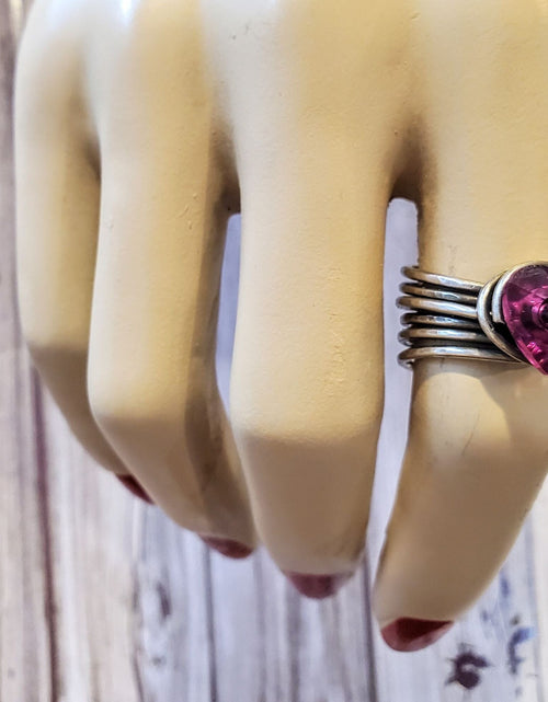 Load image into Gallery viewer, Wire Wrapped Pink Crystal Heart Glam Ring by Alexa by Alexa Martha Designs
