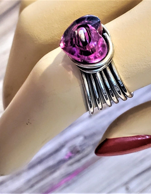 Load image into Gallery viewer, Wire Wrapped Pink Crystal Heart Glam Ring by Alexa by Alexa Martha Designs
