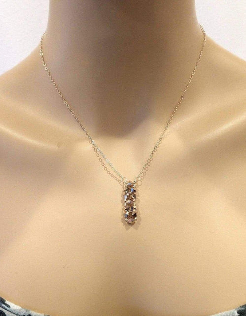 Load image into Gallery viewer, Super Sparkly Crystal Rock Candy Beaded Rose Gold Crystal Bar Necklace by Alexa Martha Designs
