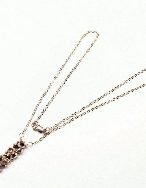 Load image into Gallery viewer, Super Sparkly Crystal Rock Candy Beaded Rose Gold Crystal Bar Necklace by Alexa Martha Designs
