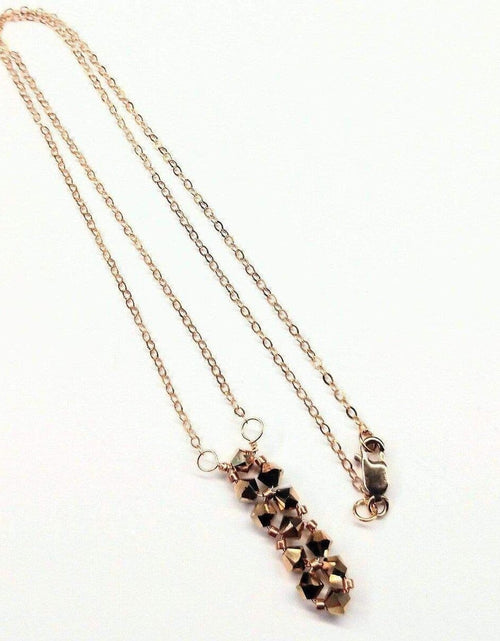 Load image into Gallery viewer, Super Sparkly Crystal Rock Candy Beaded Rose Gold Crystal Bar Necklace by Alexa Martha Designs
