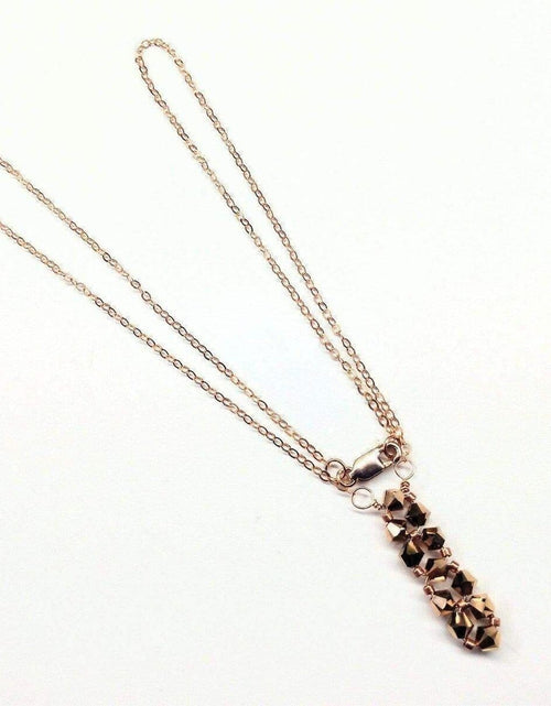 Load image into Gallery viewer, Super Sparkly Crystal Rock Candy Beaded Rose Gold Crystal Bar Necklace by Alexa Martha Designs
