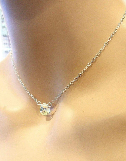 Load image into Gallery viewer, Sterling Silver Wire Wrapped Crystal Briolette Drop Necklace by Alexa Martha Designs
