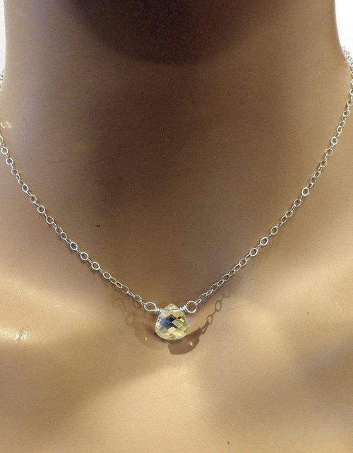 Load image into Gallery viewer, Sterling Silver Wire Wrapped Crystal Briolette Drop Necklace by Alexa Martha Designs
