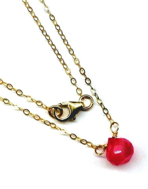 Load image into Gallery viewer, Tiny Hot Pink Chalcedony Gold Filled Necklace by Alexa Martha Designs
