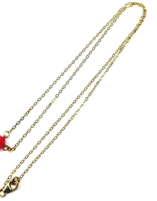 Load image into Gallery viewer, Tiny Hot Pink Chalcedony Gold Filled Necklace by Alexa Martha Designs

