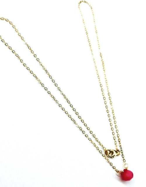 Load image into Gallery viewer, Tiny Hot Pink Chalcedony Gold Filled Necklace by Alexa Martha Designs
