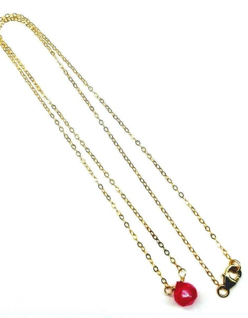 Load image into Gallery viewer, Tiny Hot Pink Chalcedony Gold Filled Necklace by Alexa Martha Designs

