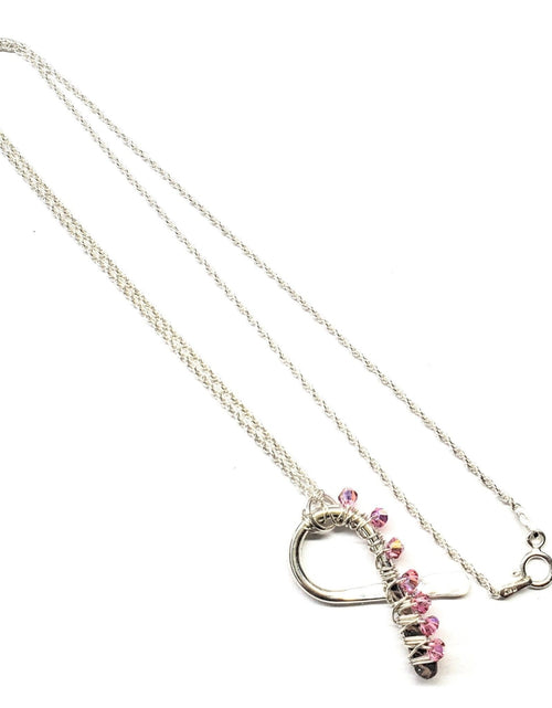 Load image into Gallery viewer, 2024 Breast Cancer Awareness Crystal Ribbon Necklace - Limited Edition of 10 by Alexa Martha Designs
