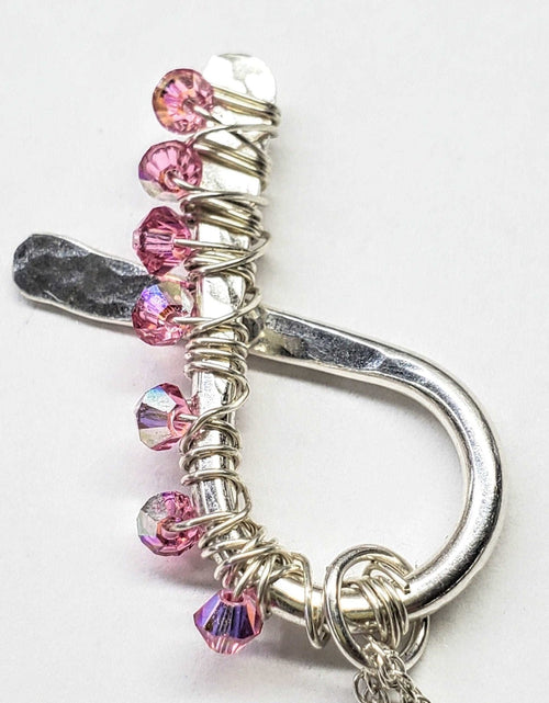 Load image into Gallery viewer, 2024 Breast Cancer Awareness Crystal Ribbon Necklace - Limited Edition of 10 by Alexa Martha Designs
