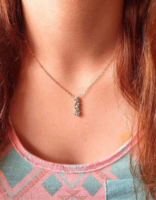 Load image into Gallery viewer, Tiny Super Sparkly Rock Candy Crystal Bar Necklace by Alexa Martha Designs

