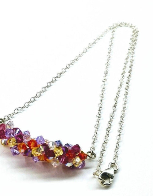 Load image into Gallery viewer, Silver Multi Color Spring Blossom Crystal Necklace by Alexa Martha Designs
