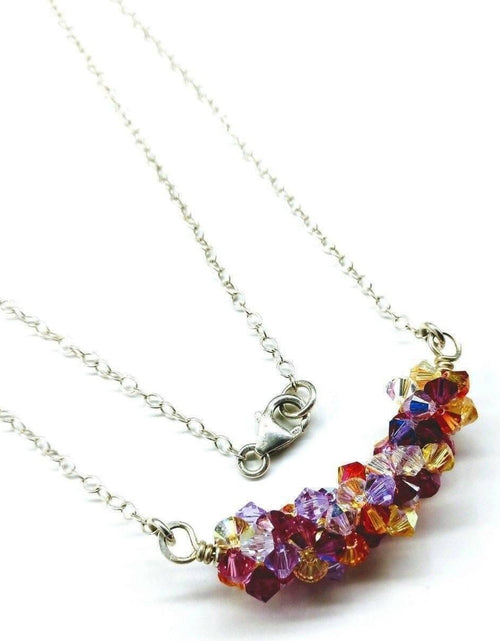 Load image into Gallery viewer, Silver Multi Color Spring Blossom Crystal Necklace by Alexa Martha Designs
