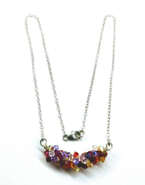 Load image into Gallery viewer, Silver Multi Color Spring Blossom Crystal Necklace by Alexa Martha Designs
