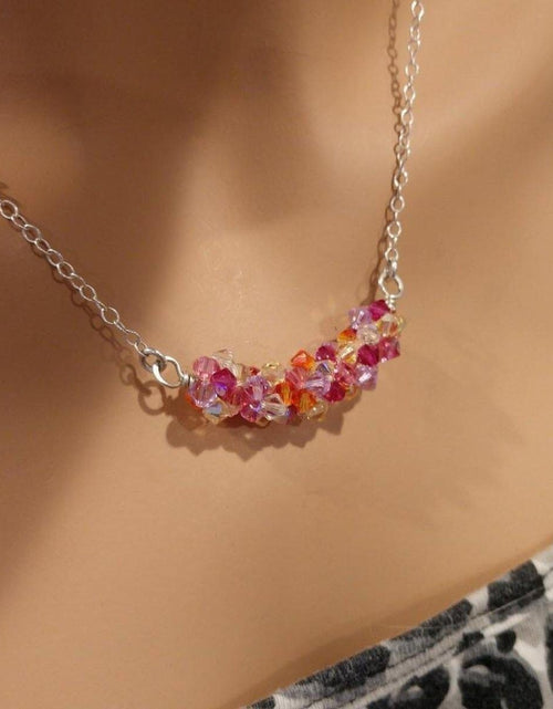 Load image into Gallery viewer, Silver Multi Color Spring Blossom Crystal Necklace by Alexa Martha Designs
