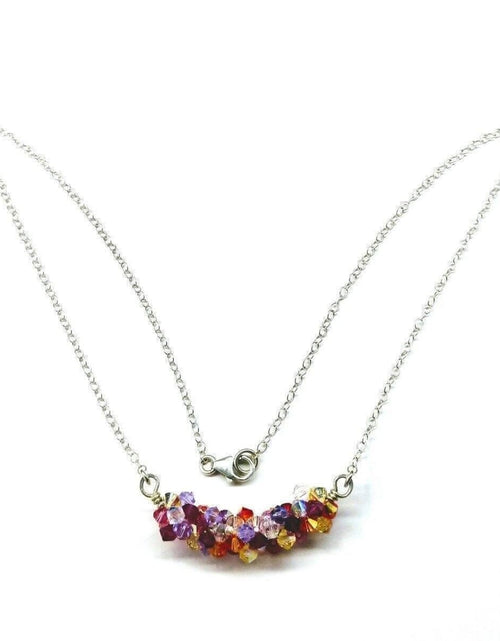 Load image into Gallery viewer, Silver Multi Color Spring Blossom Crystal Necklace by Alexa Martha Designs
