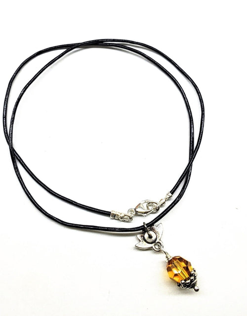 Load image into Gallery viewer, Silver Crystal Pineapple Leather Necklace by Alexa Martha Designs
