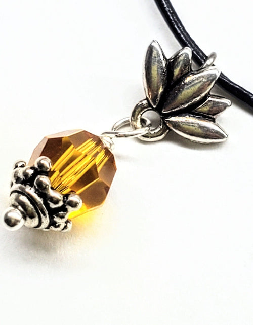 Load image into Gallery viewer, Silver Crystal Pineapple Leather Necklace by Alexa Martha Designs

