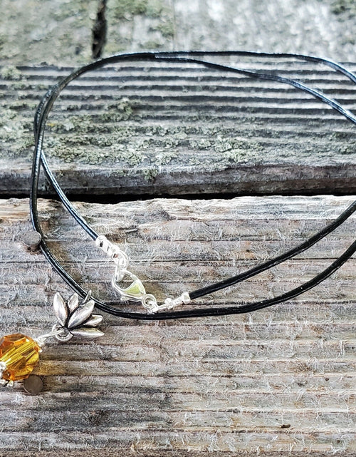 Load image into Gallery viewer, Silver Crystal Pineapple Leather Necklace by Alexa Martha Designs
