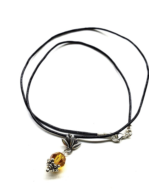 Load image into Gallery viewer, Silver Crystal Pineapple Leather Necklace by Alexa Martha Designs
