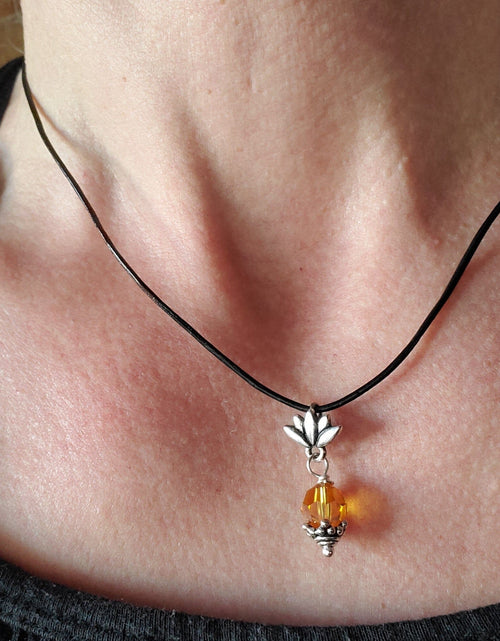 Load image into Gallery viewer, Silver Crystal Pineapple Leather Necklace by Alexa Martha Designs
