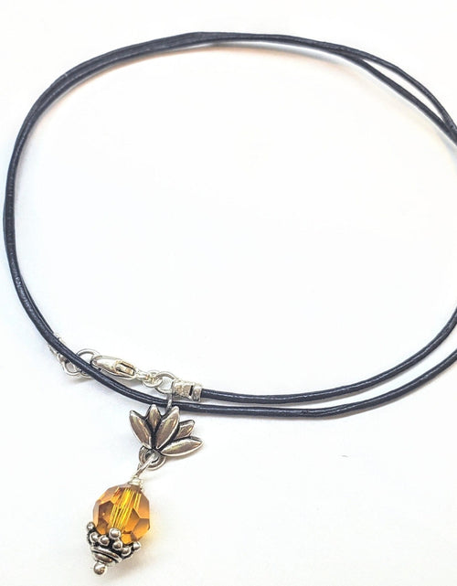 Load image into Gallery viewer, Silver Crystal Pineapple Leather Necklace by Alexa Martha Designs
