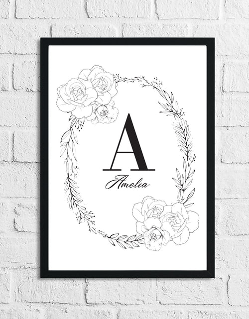 Load image into Gallery viewer, Black Rose Wreath Name Children's Room Wall Decor Print by WinsterCreations™ Official Store
